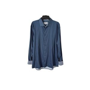 7 Downie St. Couture Blue Long Sleeve Button Up Sport Shirt Flip Cuffs Sz 8